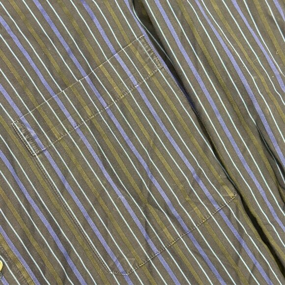 Pal Zileri Dress Shirt Button Down Striped Cotton Long Sleeve Blue 16.5 Large - Picture 5 of 10